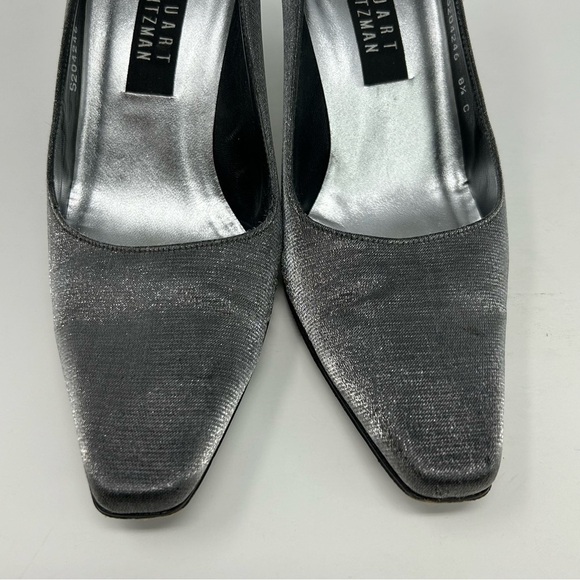 Stuart Weitzman Silver Slate Gray Shimmer Glitter Evening High Heels Size 8.5 C - Picture 5 of 13